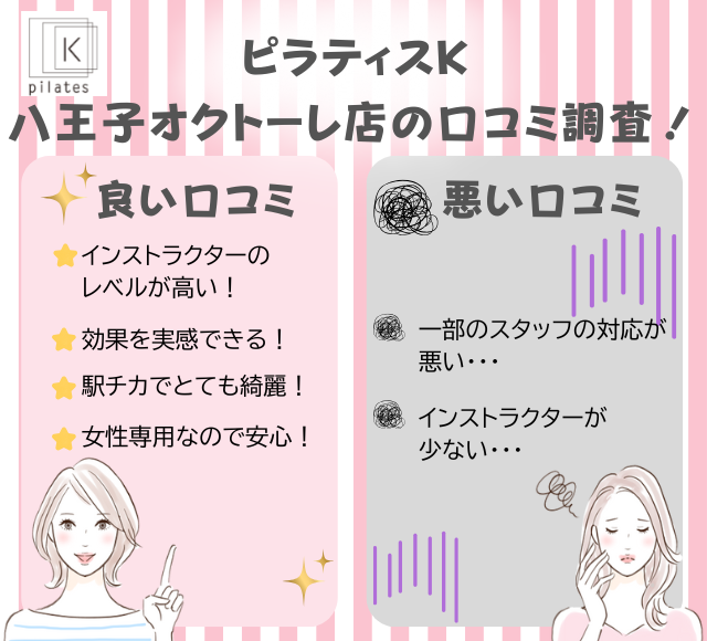 ピラティスK八王子オクトーレ店の評判は良い悪い？他社と比較しながら口コミを徹底評価！