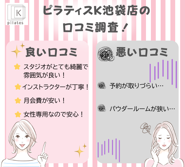 ピラティスK池袋店の評判は良い悪い?他社と比較しながら口コミを徹底評価!